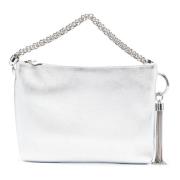 Jimmy Choo Metalliskt Läder Clutchväska Silver Gray, Dam