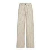 Co'Couture Pinstripe Wide Leg Jeans 199-Bone Beige, Dam