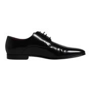 Dolce & Gabbana Svart Läder Lace-Up Derby Skor Black, Herr