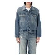 MM6 Maison Margiela Jacka med avklippta denimärmar Blue, Dam