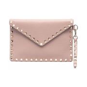 Valentino Garavani Rosa läder studded clutchväska Pink, Dam