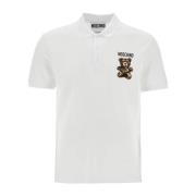 Moschino Broderad logga vit bomullspolo White, Herr