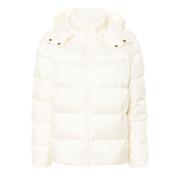 Twinset Ivory Puffer Coat Quiltat Design Beige, Dam