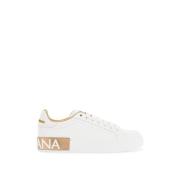 Dolce & Gabbana Vita Guld Låg-Top Velcro Sneakers White, Dam