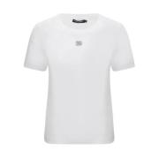 Dolce & Gabbana Monogram Plaque Bomull T-shirt White, Dam