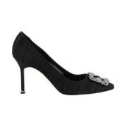 Manolo Blahnik Kristallspänne silkesatinpumpar Black, Dam