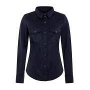 Guess Velourskjorta - Blå, Slim Fit Blue, Dam