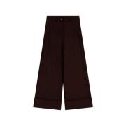 Dixie Elegant Wide Leg Trousers Brown, Dam