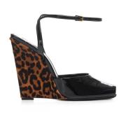 Saint Laurent La Scandale Wedge Sandals Black, Dam