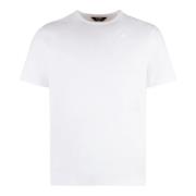 K-Way Bomull Crew-Neck T-shirt med Logo Patch White, Herr