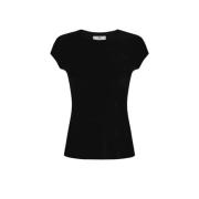 Elisabetta Franchi Svart Jersey Broderad T-shirt Black, Dam