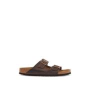 Birkenstock Klassiska Läder Arizona Tofflor med Kork Brown, Herr