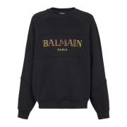 Balmain Vintage Balmain Broderad Oversized Sweatshirt Black, Herr