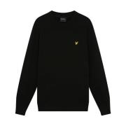 Lyle & Scott Bomull Stickad Crew Neck Jumper Black, Herr