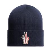 Moncler Marinblå Ull Beanie Blue, Herr