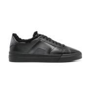 Santoni Svarta Shearling Sneakers Black, Herr