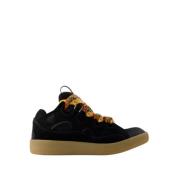 Lanvin Svarta läder Curb Sneakers Black, Herr