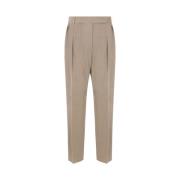 Max Mara Stretch ull sandbyxor med flera fickor Beige, Dam