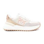 Pinko Beige Chunky Sneakers Snörning Gummisula Beige, Dam