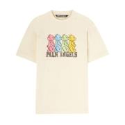 Palm Angels Ivory Vit Crew Neck T-shirt Beige, Herr