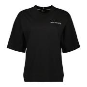 Moncler Bomull Logo T-shirt med reflexdetaljer Black, Dam