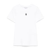 Alexander McQueen Vit T-shirt med Skull Brodyr White, Dam