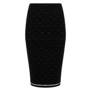 D.Exterior Svart Ull Midi Kjol Slim Fit Black, Dam