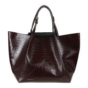 Victoria Beckham Brun Läder Shopper Väska Brown, Dam