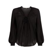 Roberto Cavalli Silke Ruffle-Trim Topp Black, Dam