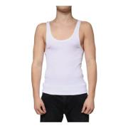 Dolce & Gabbana Vit Bomull Tank Top Rund Hals White, Herr