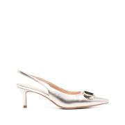 Twinset Guldtonad Slingback Sandaler med Mellanhög Klack Gray, Dam