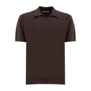 Brunello Cucinelli Bomull Stickad Polo Skjorta Slim Fit Brown, Herr