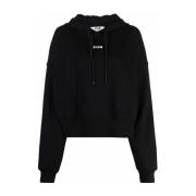 Msgm Svart Logotyp Tryck Hoodie Black, Dam