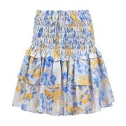 Jucca Flared Silk-Cotton Mini Skirt Multicolor, Dam