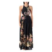 Zimmermann Elegant Blommig Halterneck Maxi Klänning Multicolor, Dam