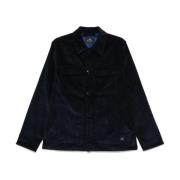 PS By Paul Smith Blå Sammet Ribbad Bomulls Jacka Blue, Herr