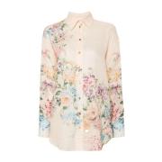 Zimmermann Beige Blommig Linneskjorta Multicolor, Dam