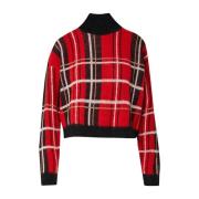 Liu Jo Röd Tartan Pullover Sweater Multicolor, Dam