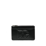 Dolce & Gabbana Svart läderclutch plånbok med logotyp Black, Dam