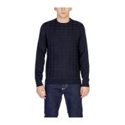 Antony Morato Blå Stickad T-shirt Bomull-Ull Blandning Blue, Herr