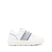 Love Moschino Vita och himmelsblå sneakers med band White, Dam