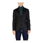 Gianni Lupo Svart Polyesterblandning Herr Blazer Black, Herr