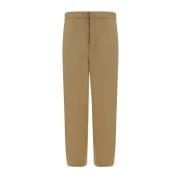 Jil Sander Monokrom Bomullsbyxor med Elastisk Midja Beige, Herr