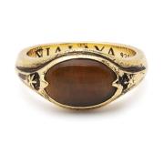 Nialaya Men's Vintage Gold Oval Signet Ring with Brown Tiger Eye Yello...