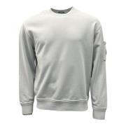 C.P. Company Blå Diagonal Sweatshirt med Rundhals White, Herr