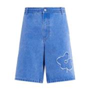 Marni Denim shorts med blommigt mönster Blue, Herr