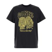 Ganni Slate Bomull T-shirt Black, Dam