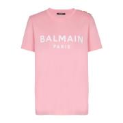 Balmain T-shirt med Paris-tryck Pink, Dam