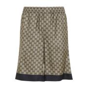 Gucci Shorts i tryckt sidenkypert Beige, Herr