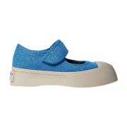 Marni Denim Bomull Mary Jane Skor Blue, Dam